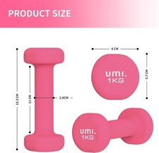 LI1 Umi Weights for women, hand weights for women, pair of dumbbells 1 kg Handle