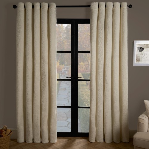 Teddy fleece eyelet curtains - eyelet,