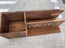 Rae Dunn Brown White Wood Pens Pencils Desk Tidy Organiser ORGANISE TKMAXX 30cm