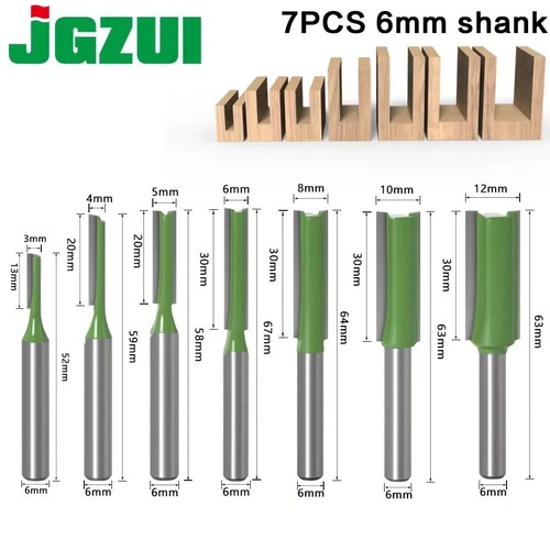 7pcs 6mm shank single double - single,