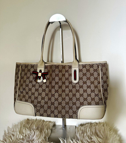 Gucci canvas tote bag beige - gg,