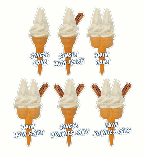 Whippy ice cream cone stickers - cream,