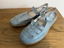 LADIES DARMART PALE BLUE LEATHER CLOSED TOE SLING BACK SANDALS 5 E