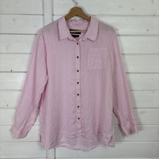 PAUL COSTELLOE Top Womens Size UK 16 Pink Pure Linen Button Up Shirt Summer