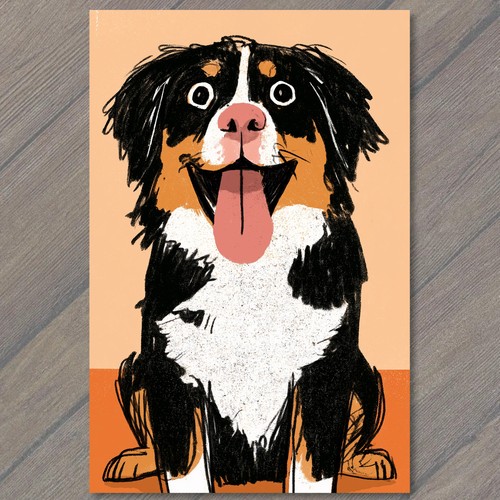 Art print dog bernese mountain - art,