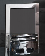 REPLACEMENT GAS FIRE POLISHED CHROME CAST IRON 16" FRET 3 PIECE MAGNETIC TRIM 