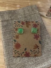 Small Square Resin Green Studs