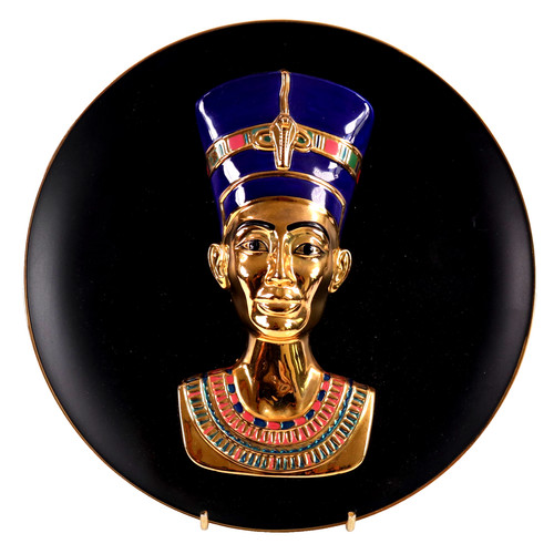 Egyptian nefertiti gold plate - egyptian,