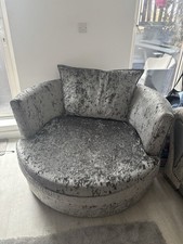 Grey Crushed Velvet Love Seat