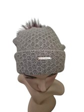 Women Alice Hannah London Winter Beanie Pom Pom Fure Wool Nylon Tan One Size Ex