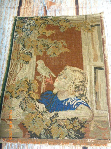 Antique tapestry needlepoint - antique,