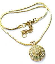 Vintage GROSSE DIOR Germany Gold Plated Crystals Pendant Necklace