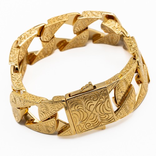 Men 9ct gold ornate cuban - ornate,