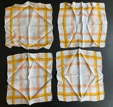 4 x Vintage 50’s 60’s Linen Fabric Table Place Mats mid century yellow orange