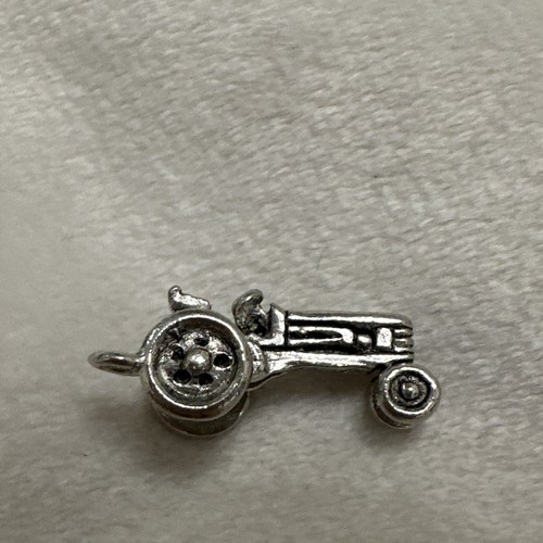 Silver pewter tractor charm - silver,