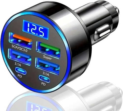 Fast car charger led - 6-in-1,