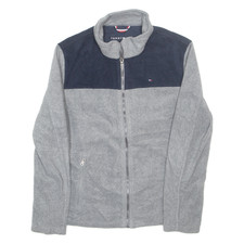 TOMMY HILFIGER Mens Fleece Jacket Grey Colourblock XL
