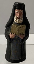 VINTAGE SMALL PRAYING MONK FIGURE HAND PAINTED POTTERY RELIGIOUS SAINT BENEDICT