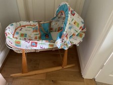 Child’s Rocking Basinette, Basket, base & fabric covers. Perfect for Dolls.