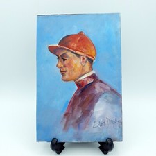 Oil painting on board of Steve Donaghue Jockey based on Alfred Munnings Artwork