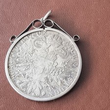 Maria Theresa silver coin pendant in silver mount.