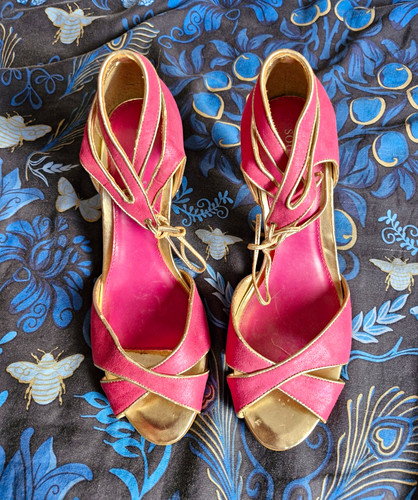 South pink gold suede - pink/gold, strappy
