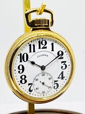 1918 Illinois 16S 21J Bunn Special Display Clear Back Pocket Watch Runs