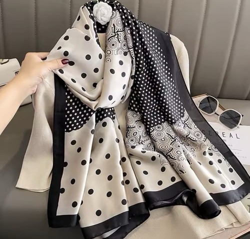 Cream black scarf luxury art - scarf,