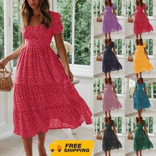Women Floral Boho Midi Dress