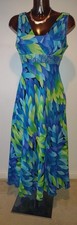 Debenhams Collection blue lime sequin trim chiffon occasion dress size 14