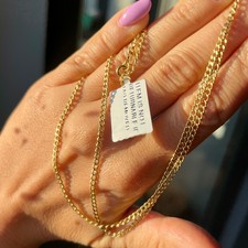 Long 9ct Yellow Gold Curb Chain Necklace 2.4gr 24.8'' long
