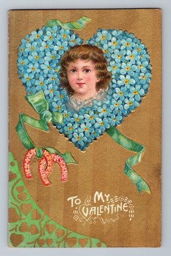 Young girl heart wreath of - in,