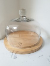 cheese dome glass And Wood  Unused