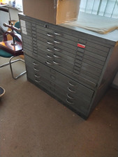 Map Cabinet.  Plan Chest.  2 sections, top and bottom. 