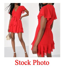 Lulu's Red Chiffon V-Neckline