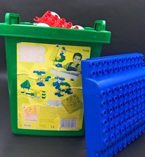 Vintage Mega Bloks Ritvik 90 Building Toy Bricks in Green Storage Tub -1988
