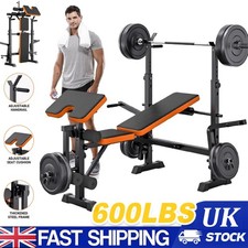 600lbs Weight Bench Adjustable Bench Press Set with Squat Rack Olympic Workout