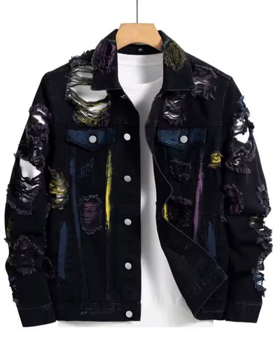 Men black ripped - men's,