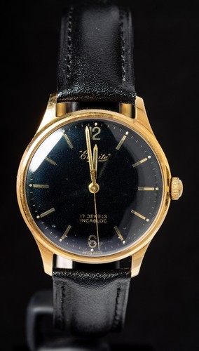 Everite black dial - everite, gold-plate
