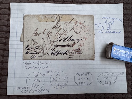 1832 stampless entire - 1832, gb