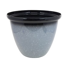 Flower Pot Honey Planter Grey Speckled Gloss Round Plastic Plant Garden 33cm
