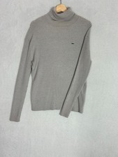 Lacoste, Women's Plain Light Grey Roll Neck Pullover Jumper, Size XL - Used