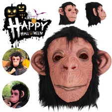 Monkey Mask Latex Full Head Gorilla Mask Monkey Headgear Black Chimp Halloween