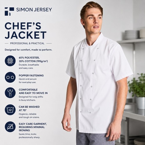 Mens simon jersey chef jacket - chef,