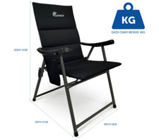 Set of 2 Padded Folding Garden Chairs with Side pocket grade A Used 