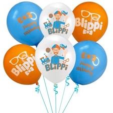 6/9/12/18 pcs Blippi Themed 12" Latex Balloons Kids Birthday Party Decoration UK