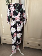 Ted Baker Size 3 UK 12 Neptone Iguaza Kimono Sleeve Floral Jumpsuit, Black Pink