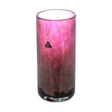 ISLE of WIGHT Glass Vase Rare PINK AZURENE 23cm 9" Flame Pontil & Label c1979