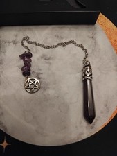Pendulum Amethyst Natural Crystal Pendulum On Metallic Chain real stones