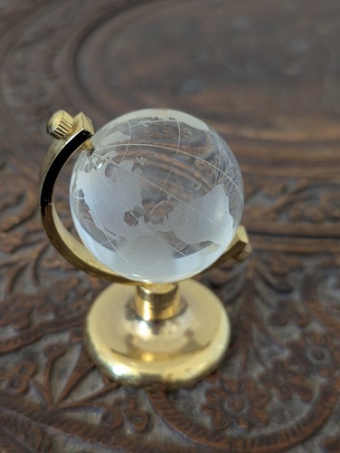 Etched glass brass stand - etched,